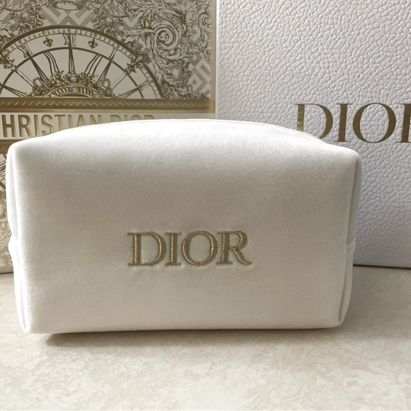 Dior Pouch Makeup Bag Velvet Off White NEW - Picture 1 of 9